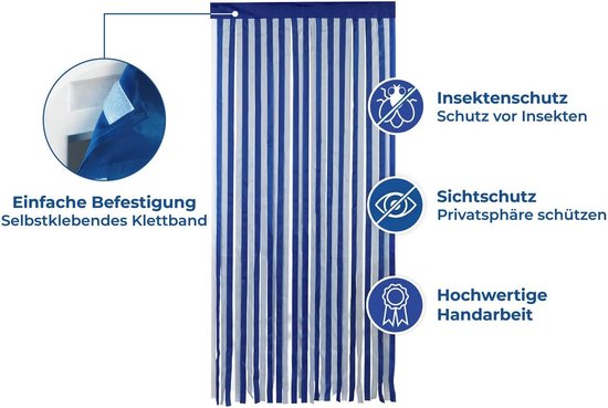 Vliegengordijn 90 x 200cm blauw-wit gestreept — afbeelding 4