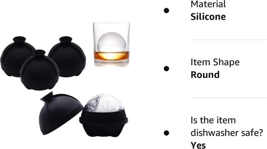 6-delige ijsblokjesmachine ijsblokjesvormen 5 cm ijsbal ijsblokjesvorm ijsbalmaker, duurzame ijsblokjesvormen ijsblokjeshouder zwarte whisky, Americano, dranken, sappen etc. | NL