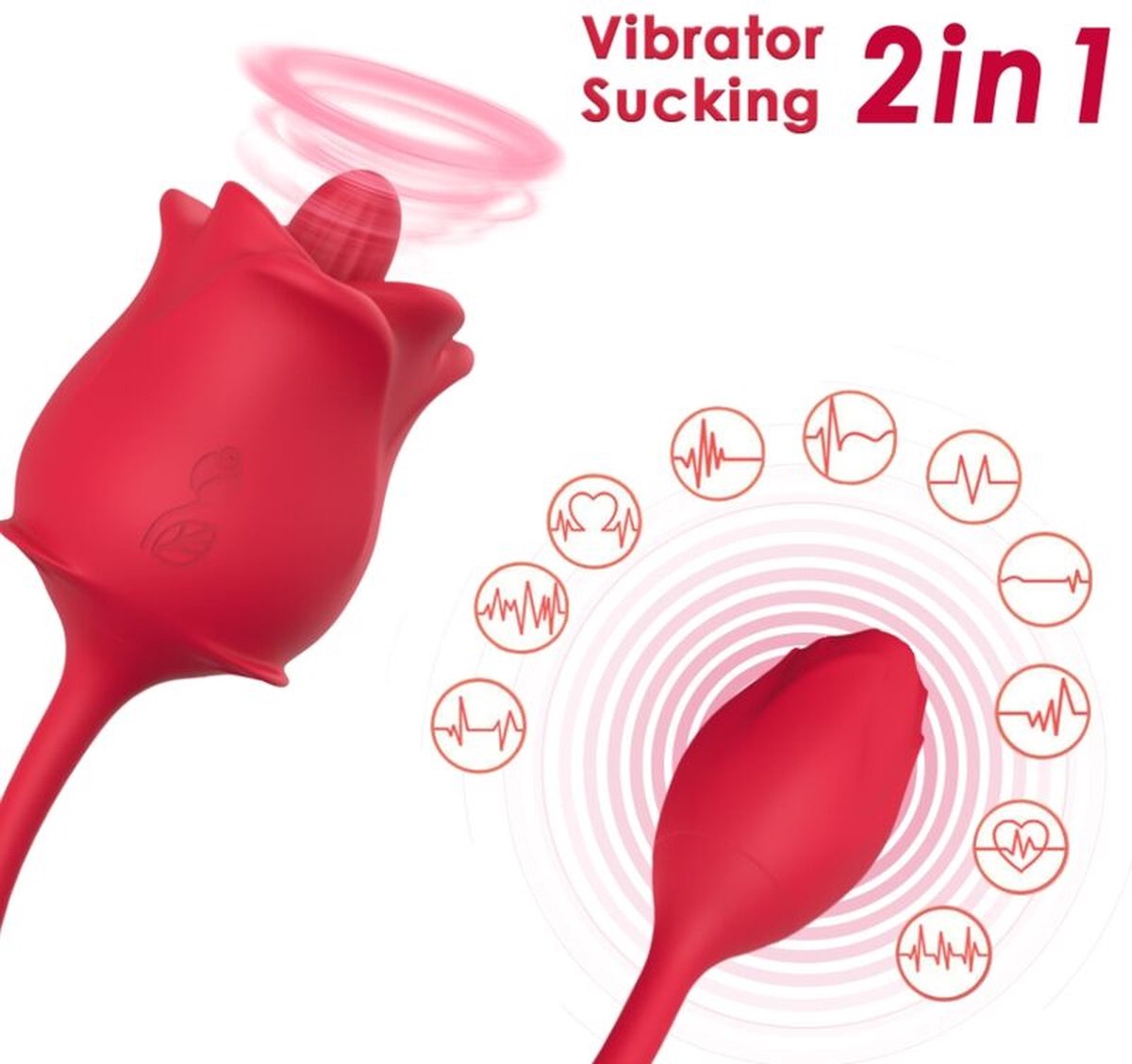 Goedkoopste ARMONY - ROSE 2 IN 1 SUCTION STIMULATOR & VIBRATOR 10 MODES WITH RED TAIL | SEKSSPEELTJES VOOR VROUW | SEX TOYS VOOR VROUW | VIBRATOR | VIBRATOR VOOR VROUW