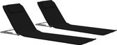 Chaoer® Strandmat 2 Stuks - Strandmatras met Rugleuning - Zwart- Strandmatten Set Opvouwbaar met Hoofdsteun - Duo-Pack