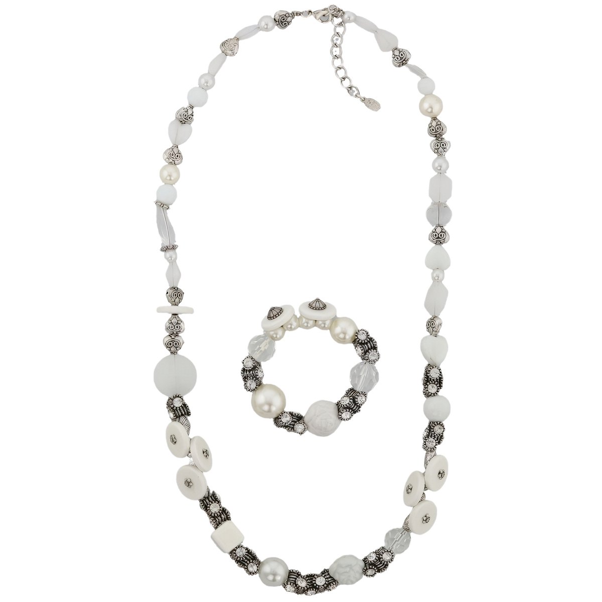 Behave - Ketting en armband set kralen wit - Elegant voor feest en diner