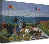 Tuin in Sainte-Adresse - Claude Monet schilderij - Zee schilderij - Canvas schilderijen Landschap - Muurdecoratie landelijk - Schilderij op canvas - Decoratie kamer 150x100 cm