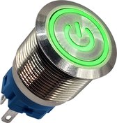 ProRide® Metalen Drukschakelaar 220V ON-OFF - 16mm - Aan/uit schakelaar - Spatwaterdicht - LED Indicatie Groen
