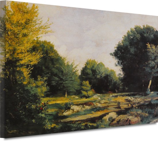 De weide - Pierre-Auguste Renoir wanddecoratie - Natuur schilderij - Schilderij op canvas Landschap - Wanddecoratie landelijk - Canvas schilderijen woonkamer - Wanddecoratie woonkamer 70x50 cm