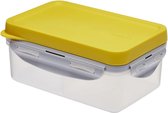 Bastix - Lunchbox, broodtrommel met 3 vakken, van hoogwaardig, transparant kunststof, BPA-vrij, lekvrij, rechthoekig, 1 liter, geel