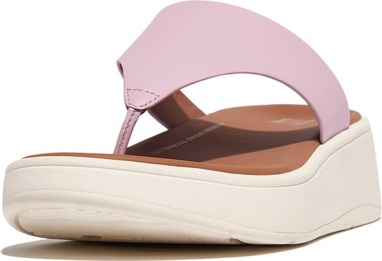 FitFlop F-Mode Leather Flatform Toe-Post Sandals PAARS - Maat 36
