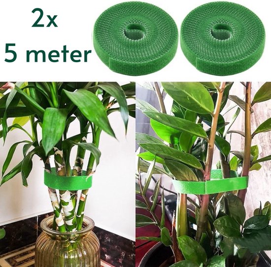 Plantenbinder Klittenband/Binddraad - 10 meter x 1CM groen Nylon - Plantentape/Kabelbinder/Planten bindmateriaal