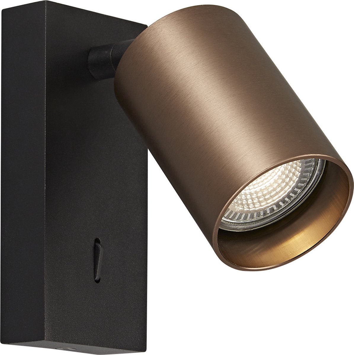 Tabora wandlamp GU10 (lichtbron excl.), 1-lichts met schakelaar, aluminium, zwart/geborsteld brons, 60x130x145 mm