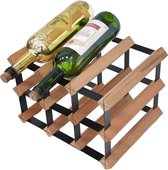 Vinata Olona wijnrek - mahonie - 9 flessen - wijnrekken - flessenrek - wijnrek hout metaal - wijnrek staand - wijn rek - wijnrek stapelbaar - wijnfleshouder - flessen rek
