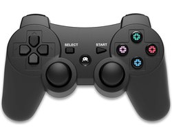 Freaks and Geeks Retro Draadloze Controller voor PS3 - Dubbele Trilmotor - 1 meter Kabel - Zwart