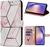 Geschikt voor Samsung Galaxy A25 hoesje - Solidenz bookcase - Telefoonhoesje A25 - Cover Hoes - Marble - Met Pasjeshouder - Marmer