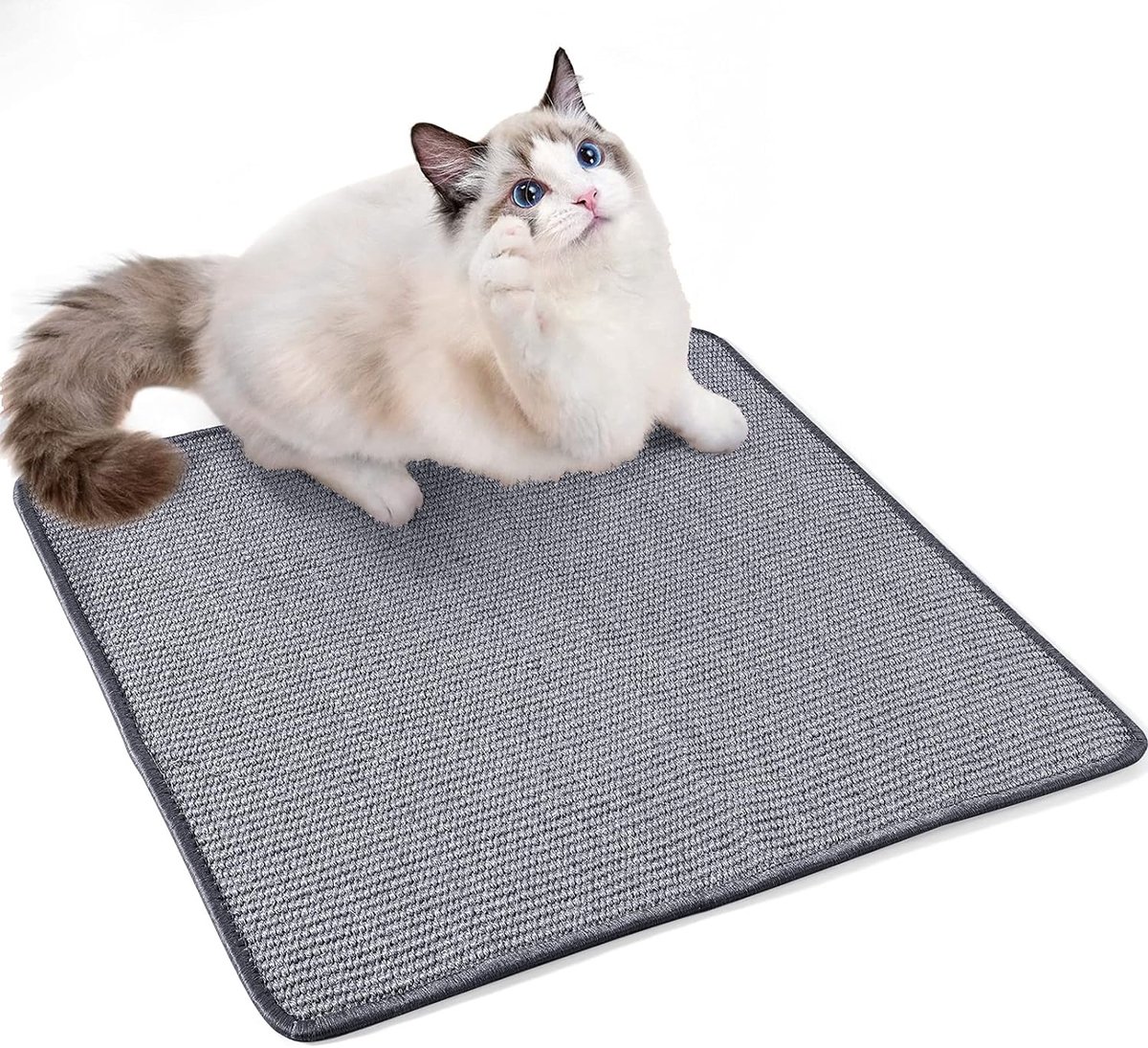 Krasmat kat groot, krabtapijt sisal 60 x 60 cm, krasplank vloer antislip, natuurlijk sisal tapijt voor katten (donkergrijs)