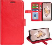 OnePlus 12R Hoesje - MobyDefend Wallet Book Case (Sluiting Achterkant) - Rood - GSM Hoesje - Telefoonhoesje Geschikt Voor OnePlus 12R