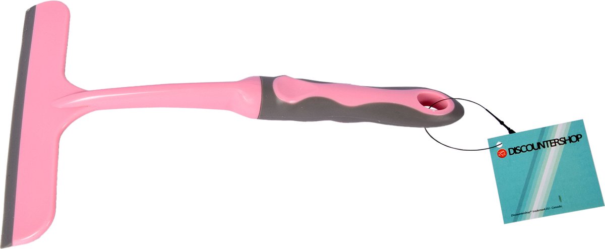 Goedkoopste Discountershop Roze Handmatige Raamwisser - Voor Diverse Schoonmaakklussen - Rubber & Kunststof - 16cm x 2cm x 26cm