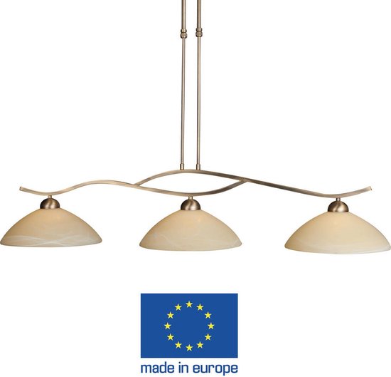 Steinhauer Capri - Lampe à suspension - 3 lumières - Bronze - Verre d'albâtre crème