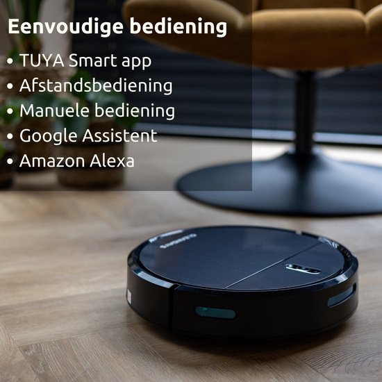 CleanDays D2-007 Robotstofzuiger met Dweilfunctie - Laadstation - 3-in-1 – Stil – 2000Pa – Huisdieren – App + Afstandsbediening