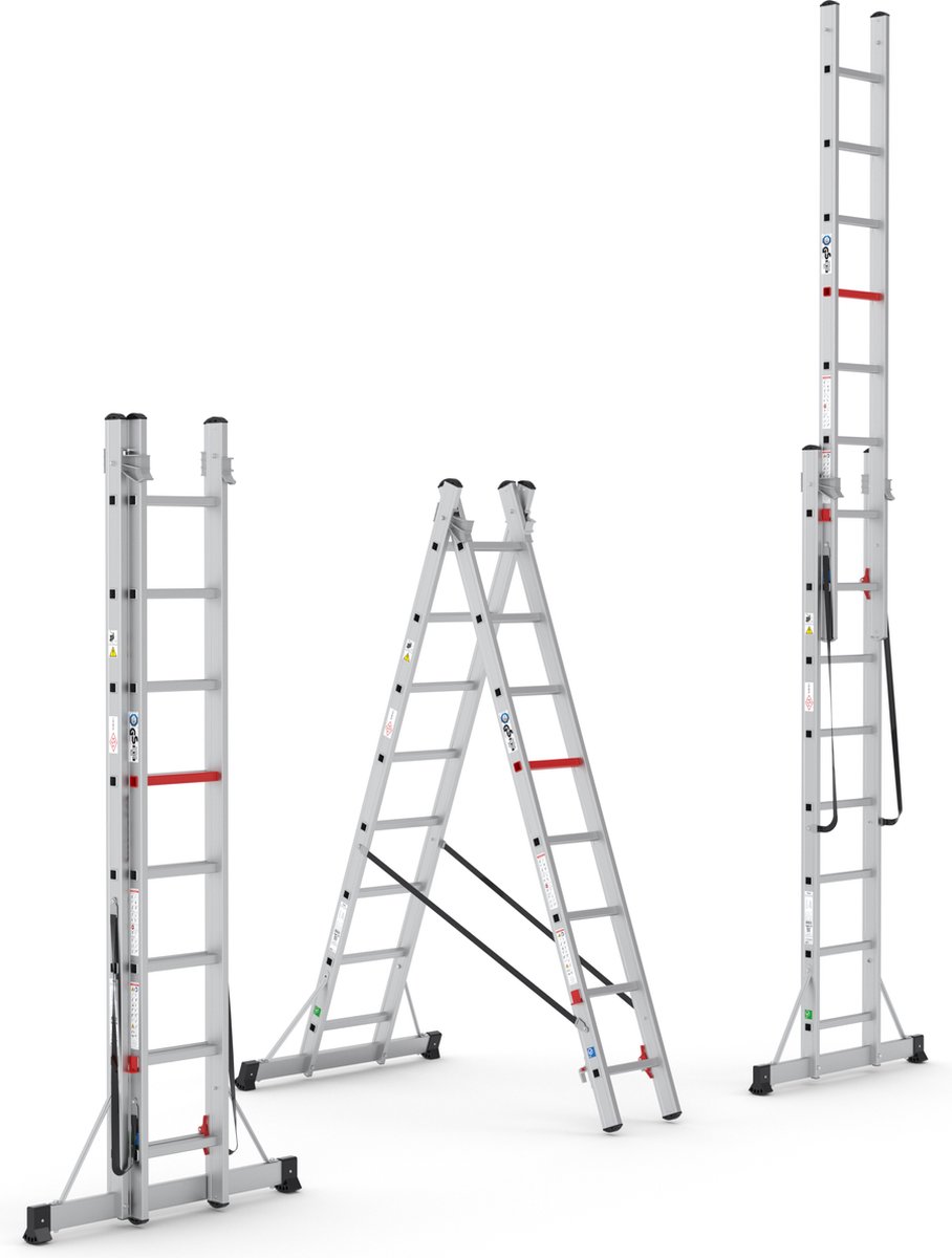 Professionele Ladder | 2-delig | 2x8 Sporten | reformladder | ladder | trapladder | schuifladder – foto 6