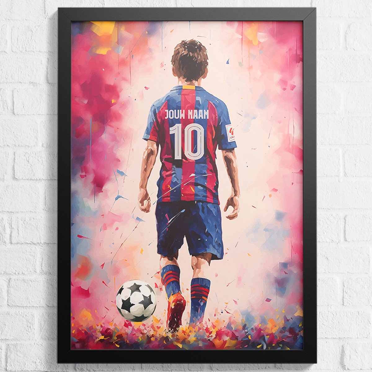 Barcelona Voetbal Poster - Gepersonaliseerd met jouw naam - Voetbal Shirt Poster - Paint Collection - Formaat 43 x 61 cm