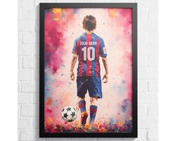 Barcelona Voetbal Poster - Gepersonaliseerd met jouw naam - Voetbal Shirt Poster - Paint Collection - Formaat 43 x 61 cm