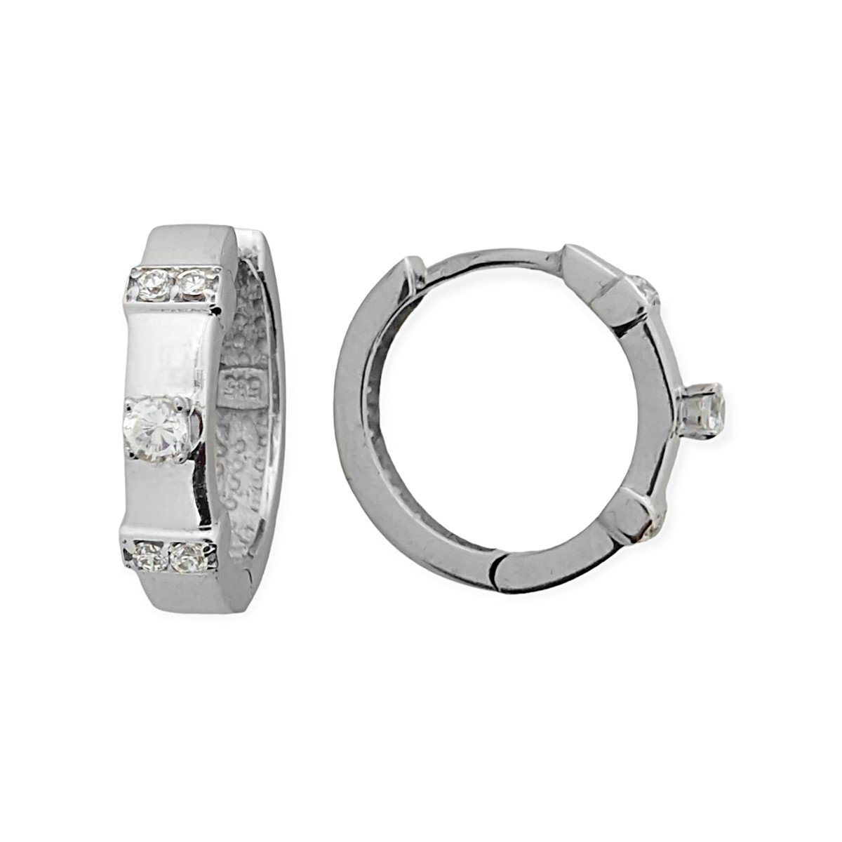 Witgouden Klap Oorringen 16 mm 4.3 mm Zirkonia 14 karaats