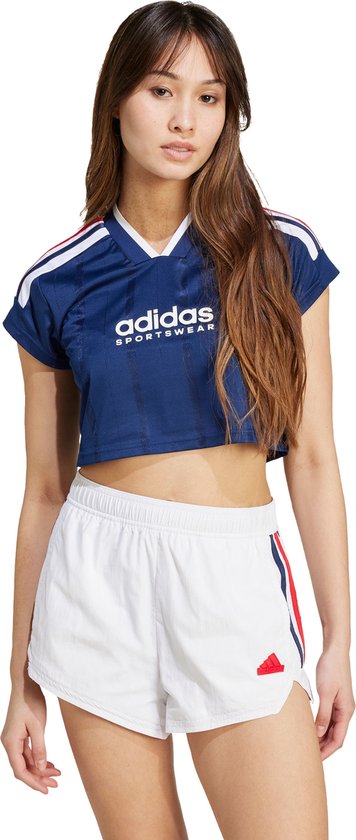 adidas Sportswear Tiro Cut 3-Stripes Crop Shirt - Dames - Blauw- 2XS