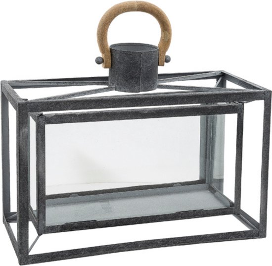 Decoratieve grijze glazen lantaarn H30