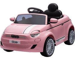 Eco Toys - Elektrische Fiat 500 Kinderauto - Roze - Met Afstandsbediening, Claxon & Verlicht Dashboard - Snelheid 3,2 km/u - Vanaf 3 Jaar - Max. 30 kg