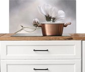 Spatscherm keuken 90x45 cm - Kookplaat achterwand Bloemen - Stilleven - Natuur - Grijs - Muurbeschermer - Spatwand fornuis - Hoogwaardig aluminium