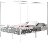 In And OutdoorMatch Metalen Hemelbed Alfonso - Met Bedbodem - 140x200 cm - Wit - Stabiel Frame - Minimalistisch Design