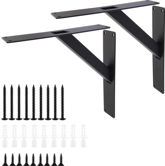 DAJAVE 4 stuks plankhouders, zwart, 15 cm, metalen plankdragers, zwevende plankhouders voor wandmontage DAJAVE 4 stuks plankhouders, zwart, 15 cm, metalen plankdragers, zwevende plankhouders voor wandmontage