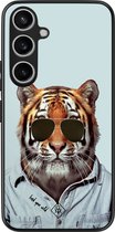 Casimoda® hoesje - Geschikt voor Samsung Galaxy A55 - Tijger Wild - Zwart TPU Backcover - Tijger - Blauw