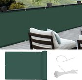 Balkonscherm, inkijkbescherming, balkonspanningen, PES waterdicht, weerbestendig, met kabelbinders, 90x600cm, donkergroen