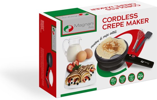 Magnani - Crêpesmaker - Pannenkoekenmaker - Anti-aanbaklaag - Inclusief Spatel, Garde en Bord - Pannenkoekenpan - Elektrisch - 800 W — afbeelding 5