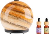 Whiffed Cosmo® Luxe Aroma Diffuser - Incl. 2x Etherische olie - Lavendel - Rozemarijn - Geurverspreider met Glazen Design - 8 uur Aromatherapie - Tot 80m2 - Essentiële Olie Vernevelaar & Diffuser