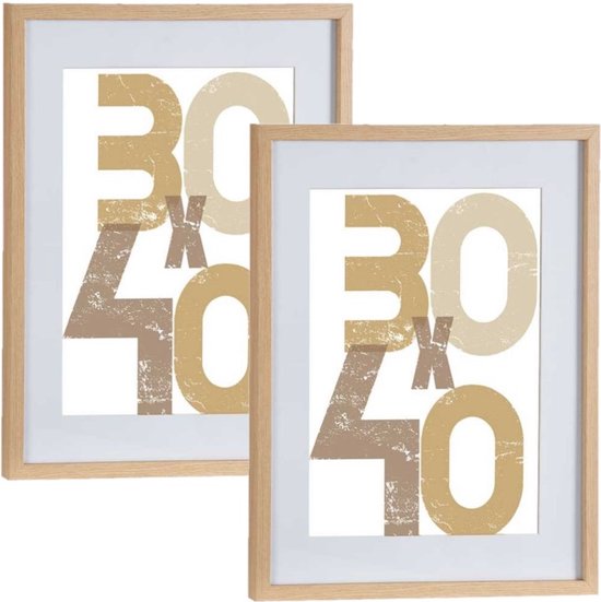 2x stuks houten fotolijst bruin geschikt voor een foto van 30 x 40 cm of 40 x 50 cm
