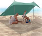 Tente de plage 2,1 x 2,1 m, coque de plage, protection UV UPF50+ et voile d'ombrage imperméable, avec poteau en aluminium, pelle à sable, piquets, convient pour l'ombre de la plage, le camping, la pêche, le jardin