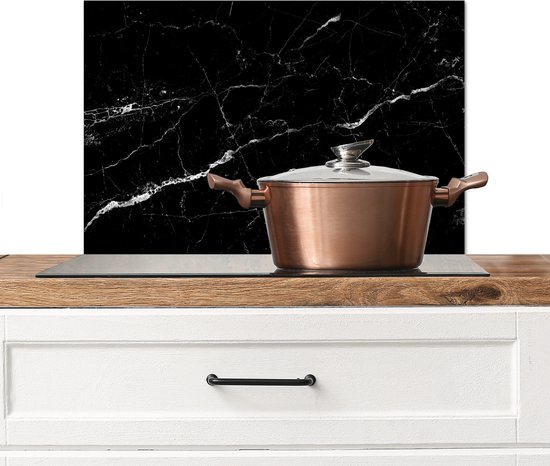 Crédence de cuisine 70x50 cm - Fond de plaque de cuisson Aspect marbre - Zwart - Luxe - Protection murale - Crédence de poêle - Aluminium de haute qualité - Alternatief à la crédence en verre