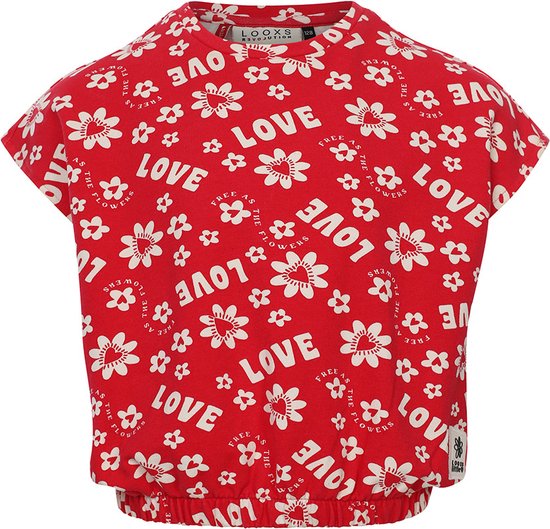 LOOXS Little 2413-7369-983 Meisjes T-Shirt - Maat 98 - rood van 95% Cotton 5% elastan