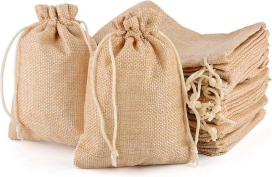 25 Sacs En Jute 10x14 Cm Avec Cordon - Sacs Cadeaux DIY Pour Mariage, Fête