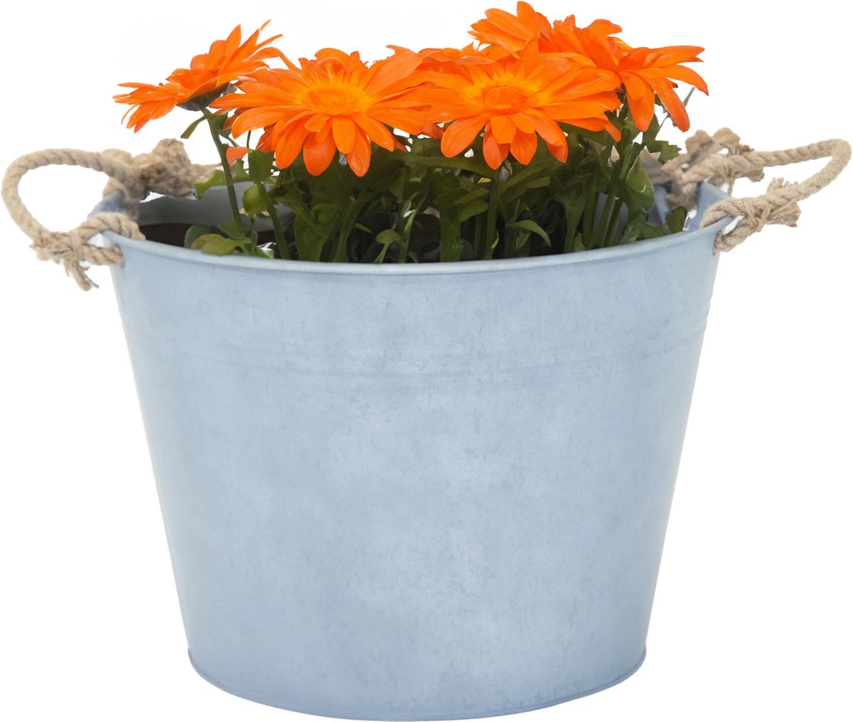 Goedkoopste Mega Collections plantenpot/bloempot Old Rope - zink - zilver - D40 X H29 cm