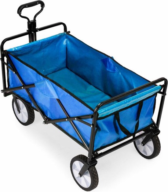 Multistore Bolderkar opvouwbaar 100L en 80kg draagkracht - strandkar - bolderwagen - 360º voorwielen - blauw van Multis — afbeelding 3