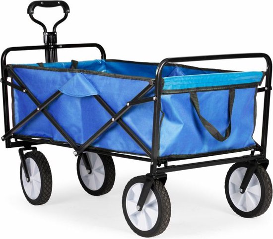 Multistore Bolderkar opvouwbaar 100L en 80kg draagkracht - strandkar - bolderwagen - 360º voorwielen - blauw van Multis — afbeelding 4