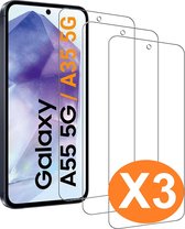 Screenprotector geschikt voor Samsung Galaxy A55 5G Tempered Glass / Samsung Galaxy A35 5G Screenprotector Tempered Glass - 3 Stuks