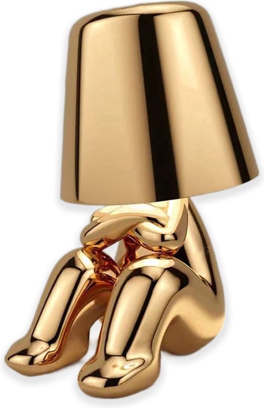 Sfeerverlicht® Golden Boy Bo - Tafellamp Oplaadbaar - Draadloos en Dimbaar - Gadget - Bureaulamp