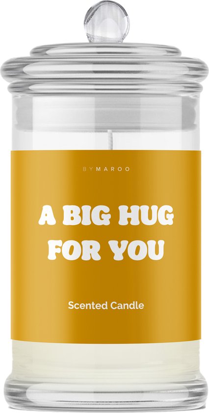 Lief Verjaardag Cadeau Vrouw - By Maroo Geurkaars Cotton in Glas - Beterschap Big Hug - Liefdes cadeau vrouwen, moeder, vriendin, zus, oma, mama - Valentijn Cadeautje voor Haar Hem
