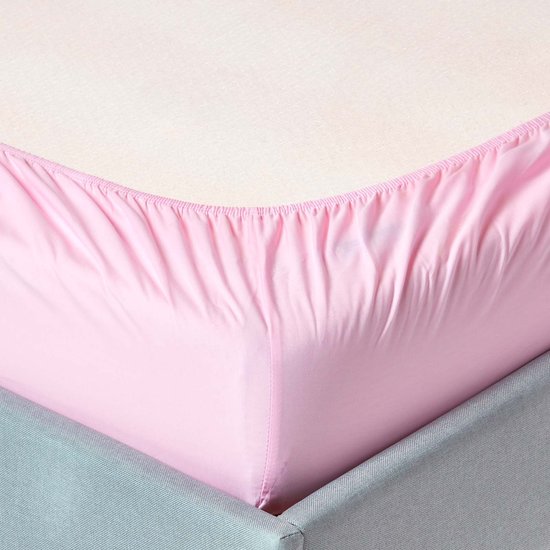 Homescapes Drap-housse uni 150 x 200 cm 100 % coton égyptien 200 fils coloris rose