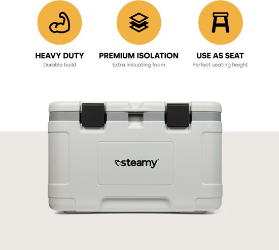 Steamy Marine 50 - Grote Koelbox - Speciaal voor op de boot - 50 Liter - Wit van Steamy — afbeelding 3