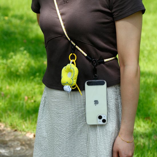 Chaîne de téléphone portable Cadorabo pour Honor 7 en JAUNE - GRIS - Étui pour téléphone portable avec cordon de sangle réglable à accrocher autour du cou