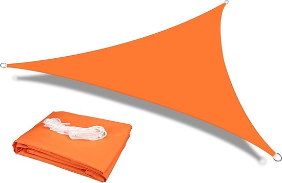 WOLTU Zonnezeil, waterdicht, PES, 200 g/m², polyester, zonwering en uv-stralen, met D-ogen en touwen, voor terras, balkon, terras, camping, outdoor, 5 x 7 m, beige