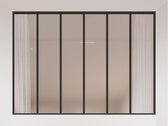 Glasraam werkplaatsstijl van van aluminium en gematteerd glas - 180 x 130 cm - Zwart - BAYVIEW L 180 cm x H 130 cm x D 3.5 cm
